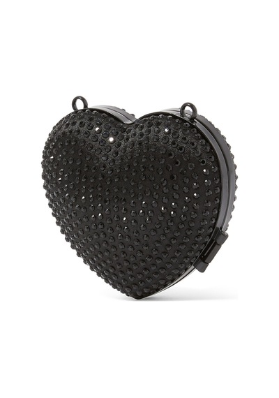 Kurt Geiger Micro Heart Clutch Bag, Kalp Şekilli Mini Zincirli Çanta Tek Boy Kadın Tasarımı Siyah