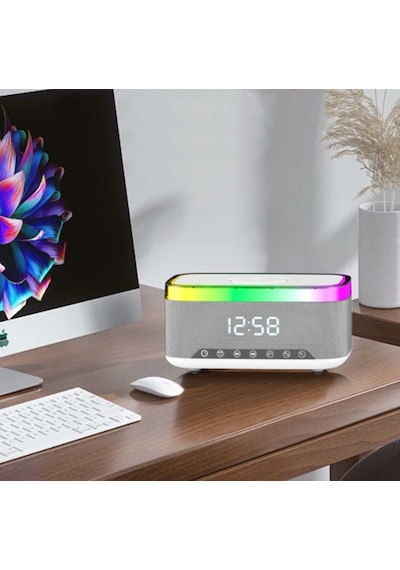 Sa-148 15w Kablosuz Şarj Etme Özellikli Masa Saati - Çalar Saatli Alarm - Bluetooth Hoparlör - Radyo