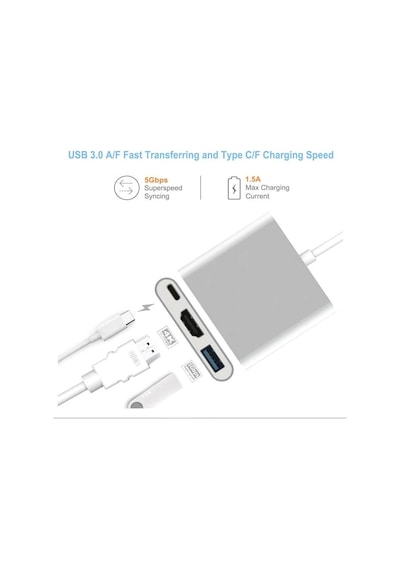 Lunatic 6249 Usb 3.1 Type C To Hdmı Usb 3.0 Çevirici Dönüştürücü Adaptör Kablosu