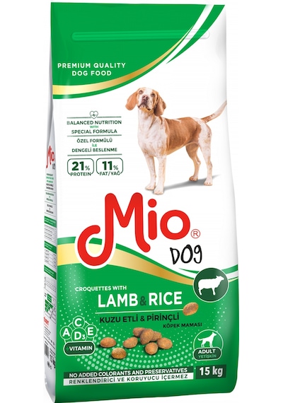 Mio Dog Kuzu Etli ve Pirinçli Yetişkin Köpek Maması 15 KG