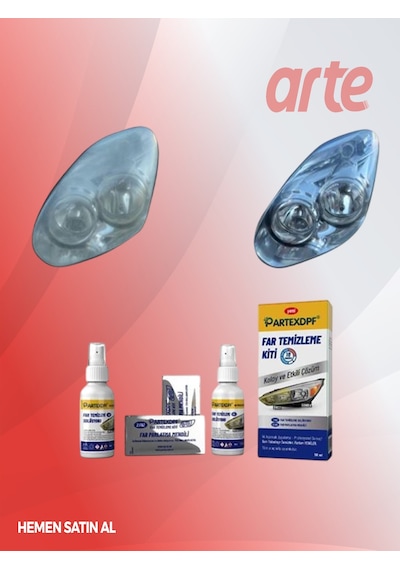 Partex Far Temizleme Kiti Far Parlatma & Temizleme Seti Sararma & Matlaşma  Araba & Mo