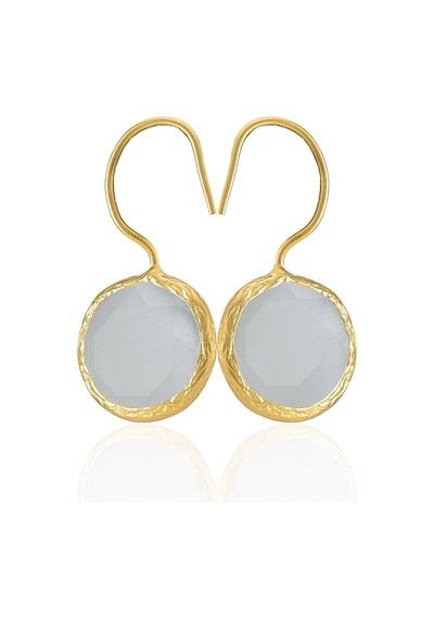 Kadir Jewellery 22 Ayar Altın Kaplama Kadın Taşlı Küpe -el İşçiliği Ve Hipoalerjenik Küpe -e01 Gri