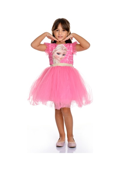 Mnk Baby & Kids Kız Çocuk Parti Kostüm Elbisesi M00674 Pembe