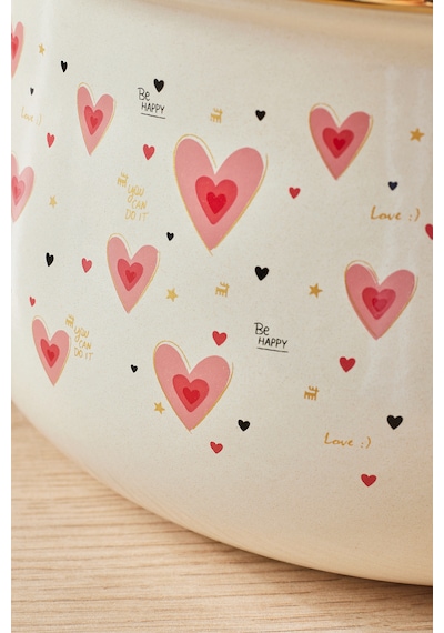 Karaca Kalp Detaylı Pink Love Emaye Karnıyarık Tencere 18 Cm Pembe 2,40 Litre
