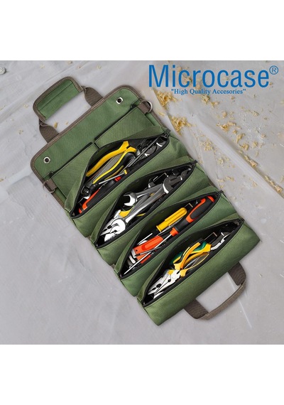 Microcase Çok Bölmeli Katlanabilir Çıkarılabilir Gözlü Organizer Takım Ve Hırdavat Çantası - Al5114 Yeşil