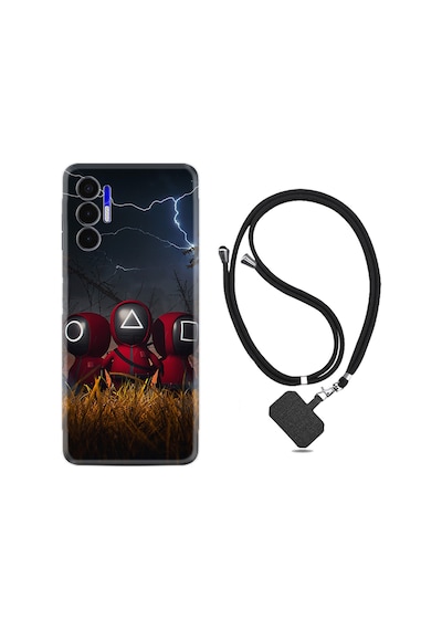 Tecno Pova 3 Kılıf İpli Boyun Askılı Desenli Silikon Game 1807