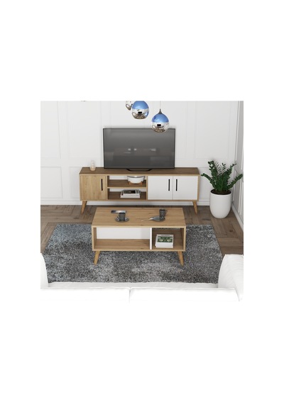 Set 1584-2074 Exxen Tv Ünitesi + Exxen Orta Sehpa - Sepet-beyaz Rengi