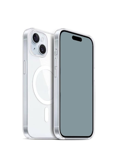 Kilifone - Apple Uyumlu iPhone 15 Plus - Kılıf Magsafe Şarj Özellikli Şeffaf Sert Pc Embos Kapak - Şeffaf