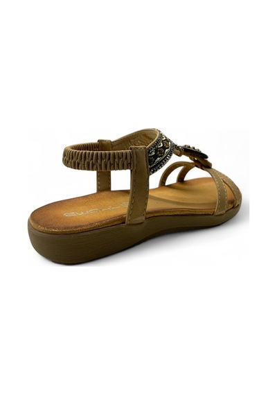 7058 Kadın Anatomik Taşlı Sandalet Camel