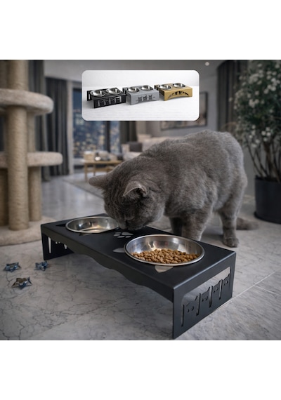 Krom Bıyık Yorgunluğu Yapmayan Kedi Köpek Mama Ve Su Kabı 1 Adet