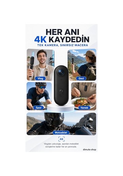 4k Ultra Hd Wifi Evcil Hayvan Kamera Pro Kiti Giyilebilir Kablosuz Aksiyon Kamerası Siyah - 783771403 Siyah