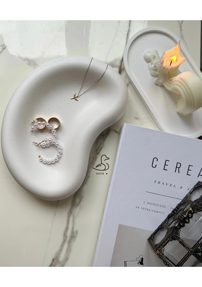 Oval Görünümlü Taş Tozu Dekoratif Tabak/kase
