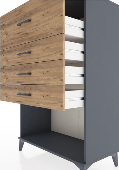 Hyperion Dolap 4 Çekmeceli 88x44x134 Antrasit-çam Antrasit