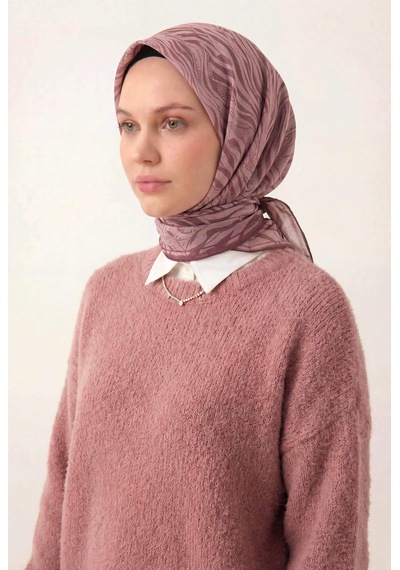 Silk Home Pamuk Karışımlı Eşarp Pudra Vizon Zebra Desen Soft Dokulu Kaymaz 90x90 Çok Renkli