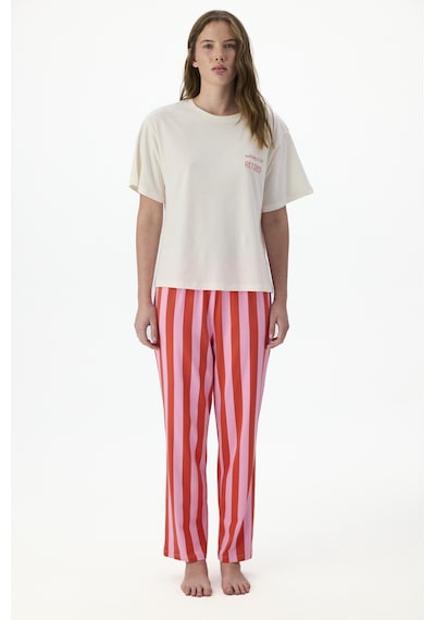 Penti Lazy Stripes Pantolon Pijama Takımı Mercan Rengı