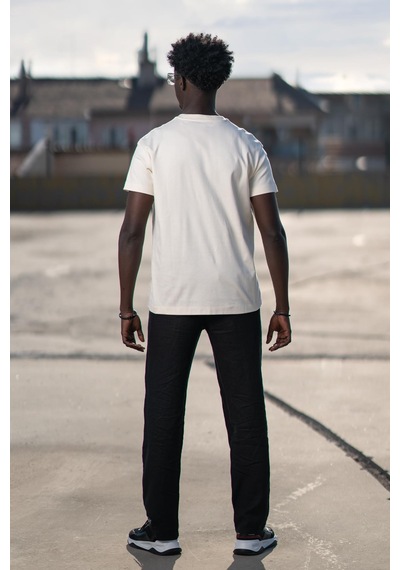 Bisiklet Yaka Lu Basic Oversize Geniş Model T-Shirt Krem krem