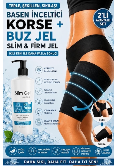 Ice Freeze Buz Jel 250 Ml Ve Termal Basen Korsesi 2'li Set Basen Bölgesi Toparlayıcı Bakım Desteği