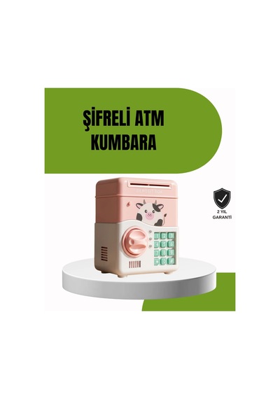 Atm Tasarımlı Pembe Işıklı Sesli Çocuk Kumbarası Çok Renkli