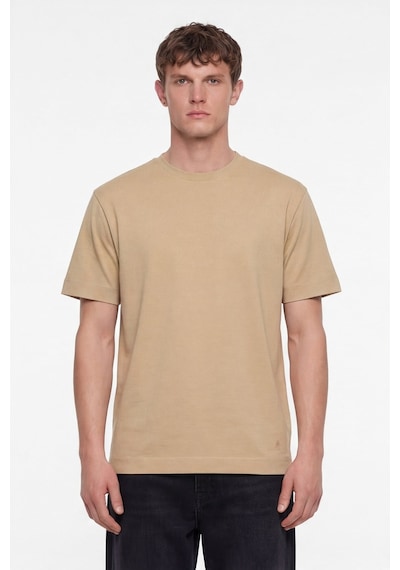 Sabri Özel Erkek Bej Normal Kesim Regular FitPamuk Dokuma Bisiklet Yaka Basic T-shirt