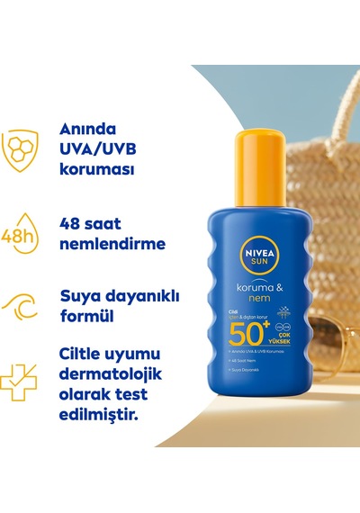 Nıvea Sun Spf50+yüksek Güneş Koruyucu 200 Ml,suya Dayanıklı,nemlendirici,c Vitamini,hyalüron Sku: Smg8690010386663 Açık Bej