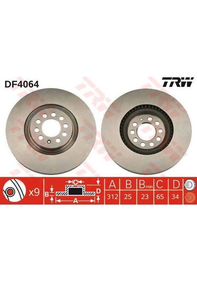 Trw Df4064 Ön Fren Aynası Havalı Audi Tt 1.8t 1.8t Quattro 98 Toledo Iı 1.9tdı 00 6r0615301b