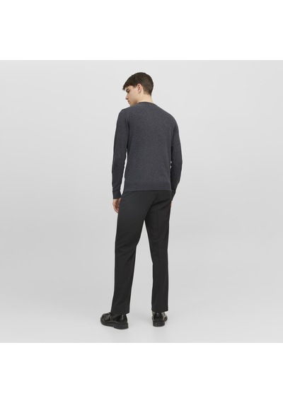 Jack & Jones Erkek Bisiklet Yaka Triko Kazak - Emil - 12208364 Dark Grey Melange