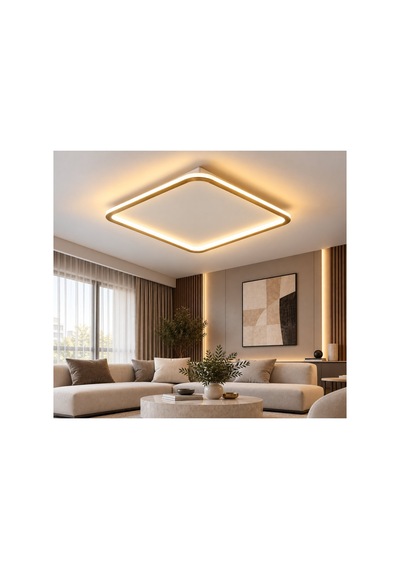 Eskitme Gold 80x80cm Kare 6500k Soğuk Beyaz Led Tavan Lambası