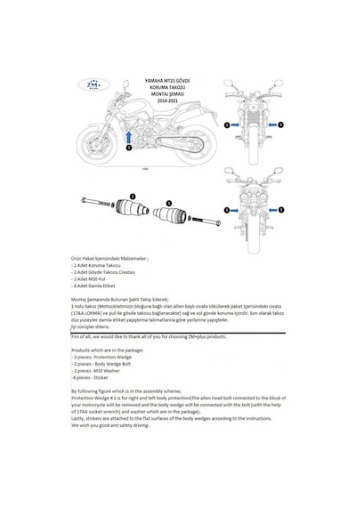 Yamaha Mt25 Koruma Takozu Gövde Koruma