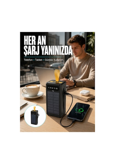 Yeni Kamp Ve Outdoor Kullanıma Uygun Güneş Panelli Powerbank Yeni Nesil Trend