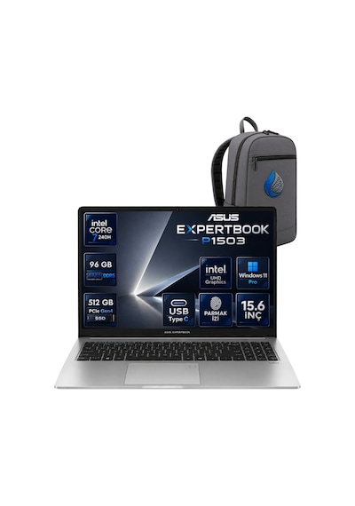 Asus Expertbook P1 P1503CVA-C716512G0DRNP33 Core 7-240H 96 GB 512 GB SSD 15,6'' FHD W11P Dizüstü Bilgisayar