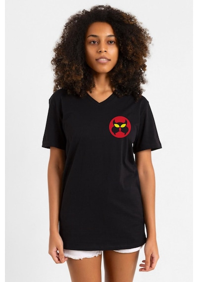 Inspector Gadget Mad Siyah Kadın V Yaka Tshirt SIYAH