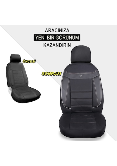 Honda Civic Fc5 Araçlara Uyumlu Oto Koltuk Kılıfı Seti - Venüs Serisi Siyah/beyaz