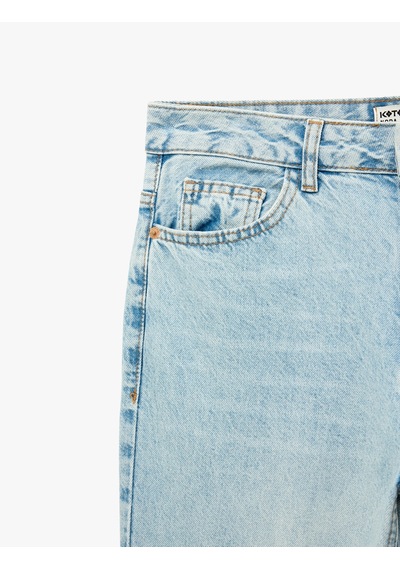 Koton Düz Paça Normal Bel Cepli Düğmeli Denim Pantolon - Longer Straight Fit Jean Açık İndigo 7wal40107md Koton Düz Paça Normal Bel Cepli Düğmeli Denim Pantolon - Longer Straight Fit Jean Açık İndigo 7wal40107md