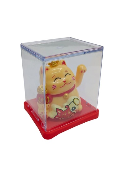 Maneki Neko El Sallayan Mini Şans Kedisi Krem Solar Güneş Enerjili 5x5cm F11krm11
