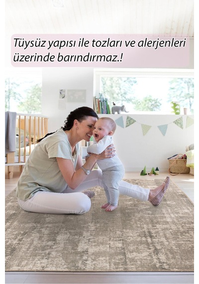 Foldy Modern Desenli Dokuma Taban Dekoratif Gri Halı Fl 37