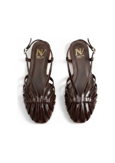 Ne&ve Shoes Kahve Rugan Biye Kadın Günlük Sandalet Kahverengi