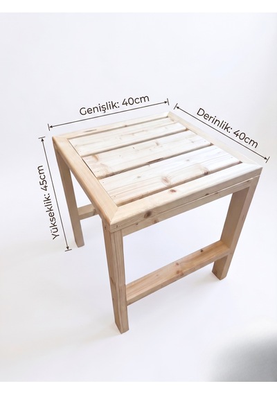 Nest Woodtr Doğal Ham Ahşap Bahçe Sehpası 1 Adet 40x40x45cm