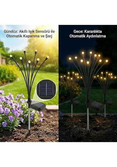 Güneş Enerjili Ateş Böceği Bahçe Aydınlatması, Ip65 Su Geçirmez Dış Mekan Dekoratif Solar Lamba, 2 Modlu Sab