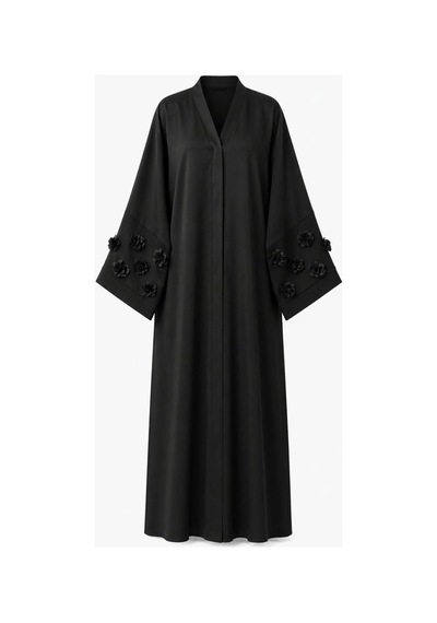 Nazzain Gül Detaylı Abaya Çok Renkli