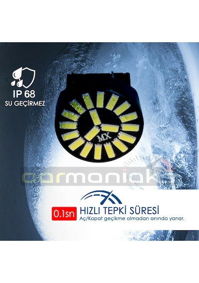 T20 W21 5w 7443 Beyaz Stop Sinyal Geri Vites Gündüz Far Ampülü