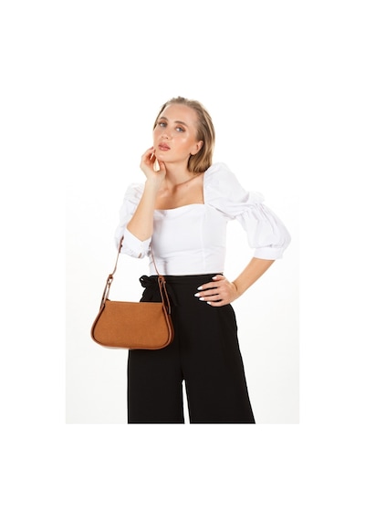 Newish Polo Kadın Taba Tiger Süet Baget Omuz Çantası New270 Taba