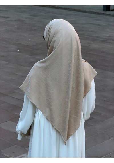 Qalortex Scarf Premium Jakarlı Sare Büyük Boy Eşarp - Ay Taşı
