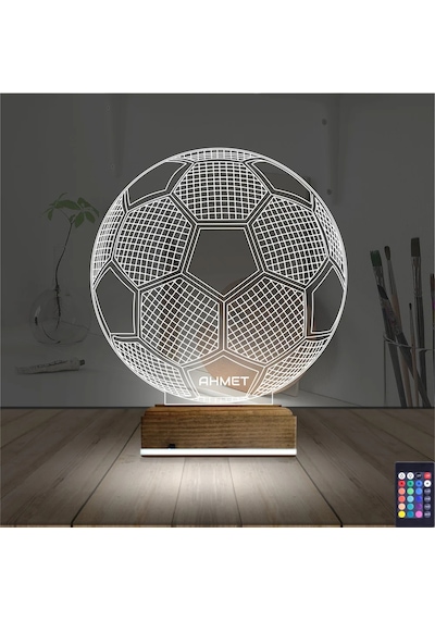 Luvivia Futbol Topu Futbolcu Taraftar Kişiye Özel 3d Lamba - Masa Gece Lambası Şeffaf