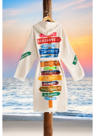 Varol Organik %100 Pamuk Kapşonlu Sabalık Bornoz Plaj Elbisesi - Nomada - L/xl Krem/l/xl Krem