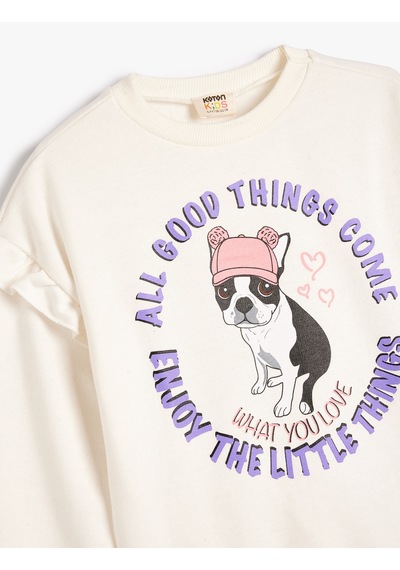 Koton Fırfırlı Sweatshirt Köpek Baskılı Uzun Kollu Pamuklu Ekru 5wkg10255ak Ekru Koton Fırfırlı Sweatshirt Köpek Baskılı Uzun Kollu Pamuklu Ekru 5wkg10255ak Ekru