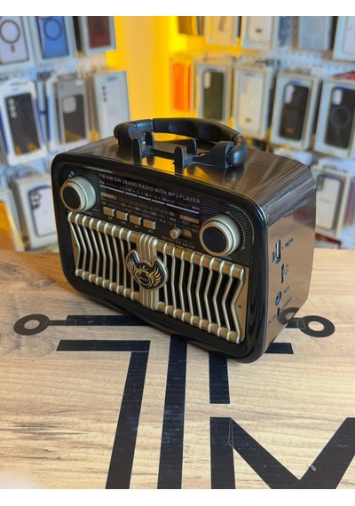 Telefon Standlı Nostaljik Radyo Bluetooth Usb Sd Kart Girişli Şarjlı Gold