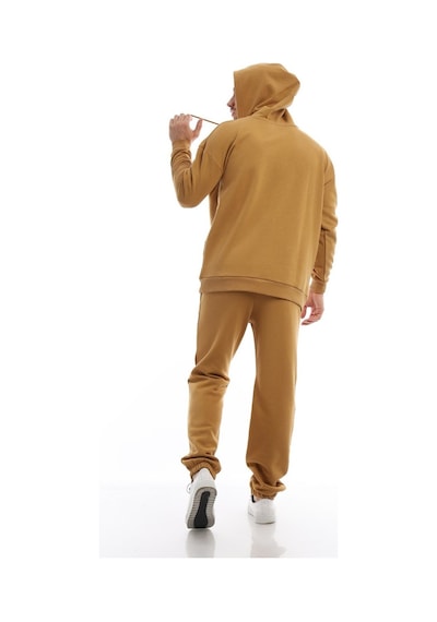 Polostate Erkek Kapüşonlu Kanguru Cepli Sweatshirt Kahverengi