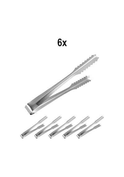 6 Adet Çelik 21 Cm. Buz Ve Şeker Maşası Mt129-6