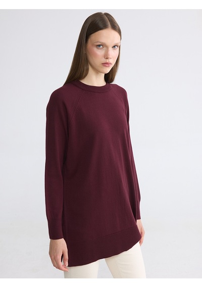 Lcw Modest Bordo Bisiklet Yaka Kadın Triko Tunik