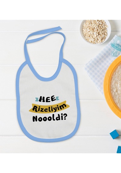 BK Kids Rizeliyim Tasarımlı Mavi Bebek Mama Önlüğü-2